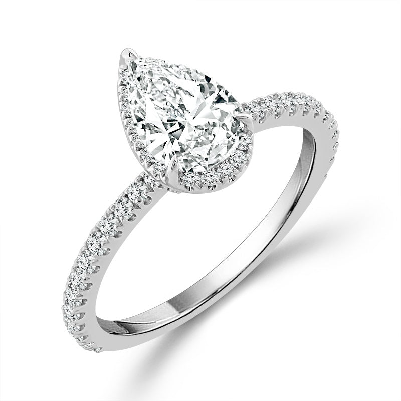 Diamond Bridal Ring 1 1/2 ct tw Center PE 14k White Gold