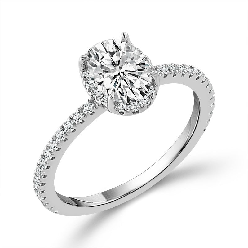 Diamond Bridal Ring 3/4 ct tw Center OV 14k White Gold