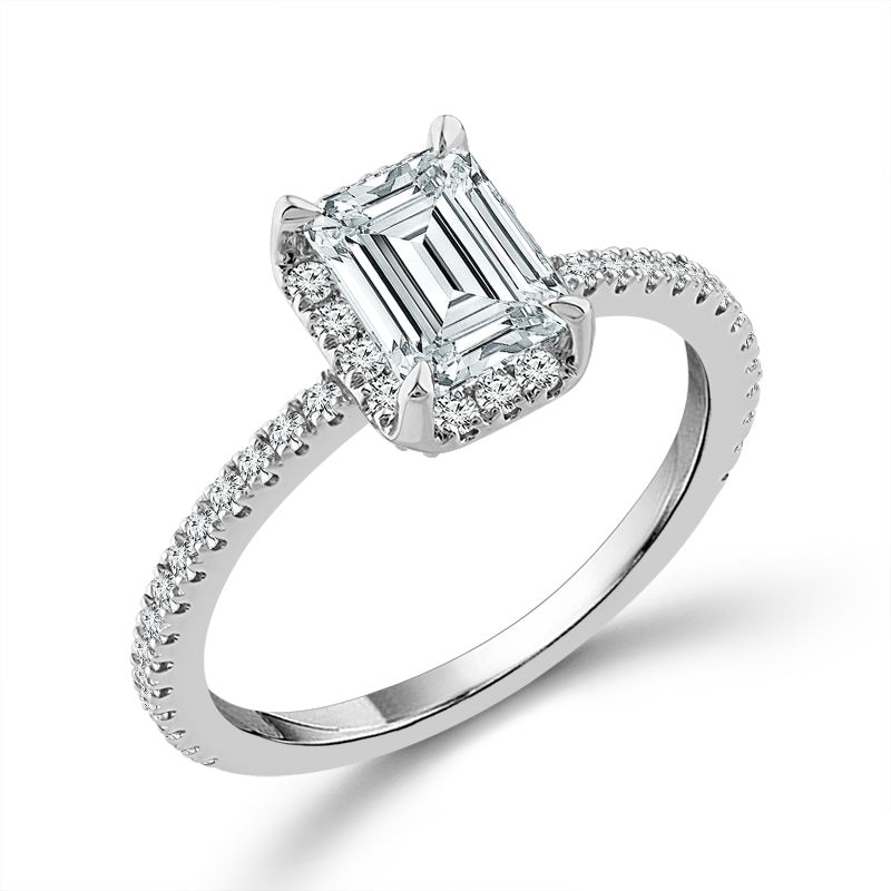 Diamond Bridal Ring 3/4 ct tw Center EM 14k White Gold