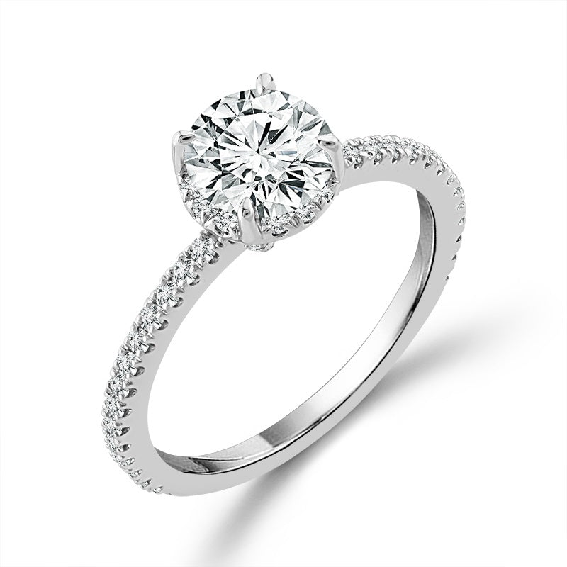 Diamond Bridal Ring 3/4 ct tw Center RD 14k White Gold