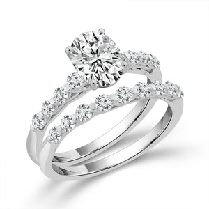 Diamond Bridal Set 1 ct tw Center OV 14k White Gold