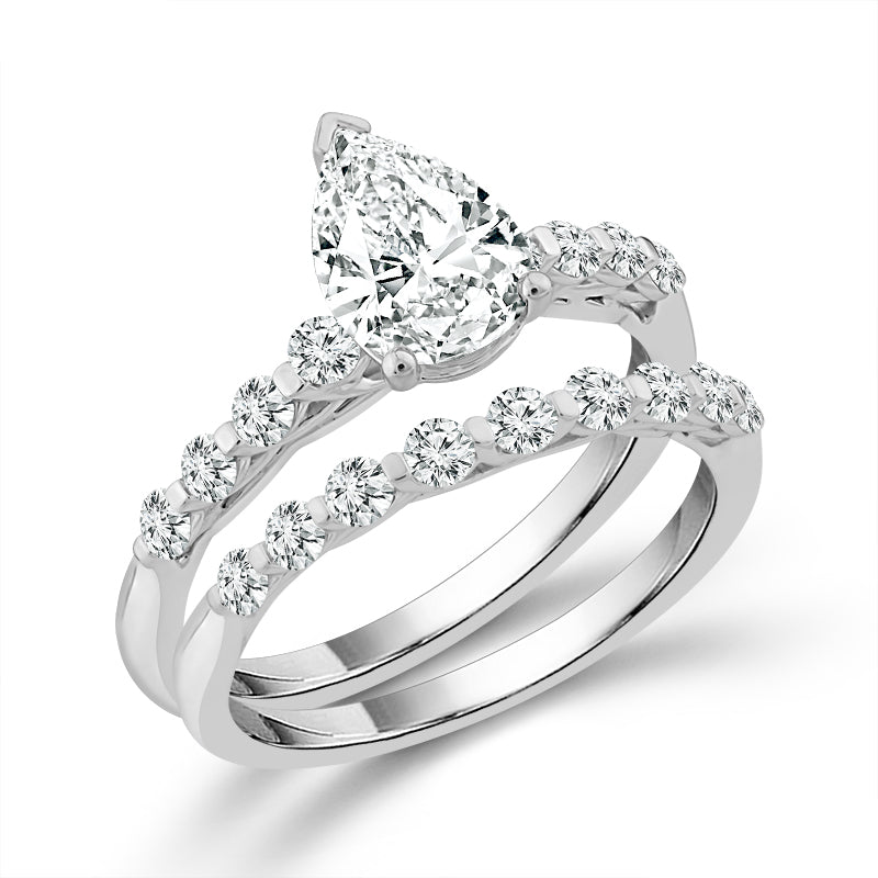 Diamond Bridal Set 1 ct tw Center PE 14k White Gold