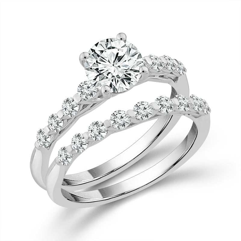 Diamond Bridal Set 1 ct tw Center RD 14k White Gold