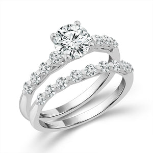 Diamond Bridal Set 1 ct tw Center RD 14k White Gold