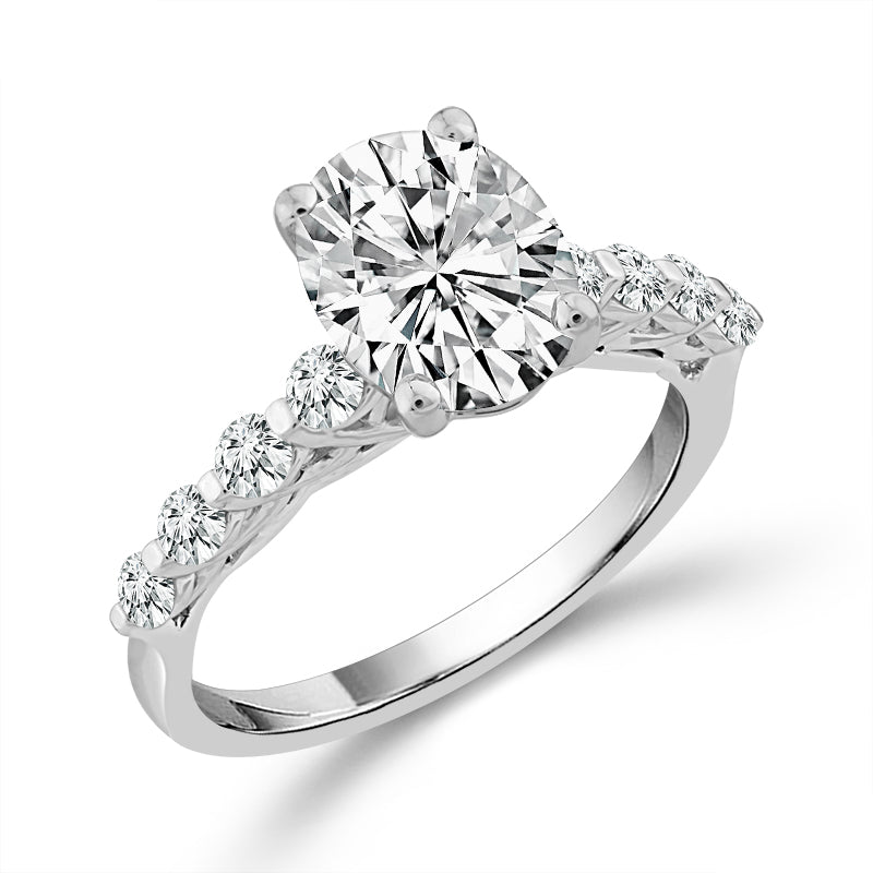 Diamond Bridal Set 1 1/2 ct tw Center OV 14k White Gold