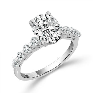 Diamond Bridal Set 1 1/2 ct tw Center OV 14k White Gold