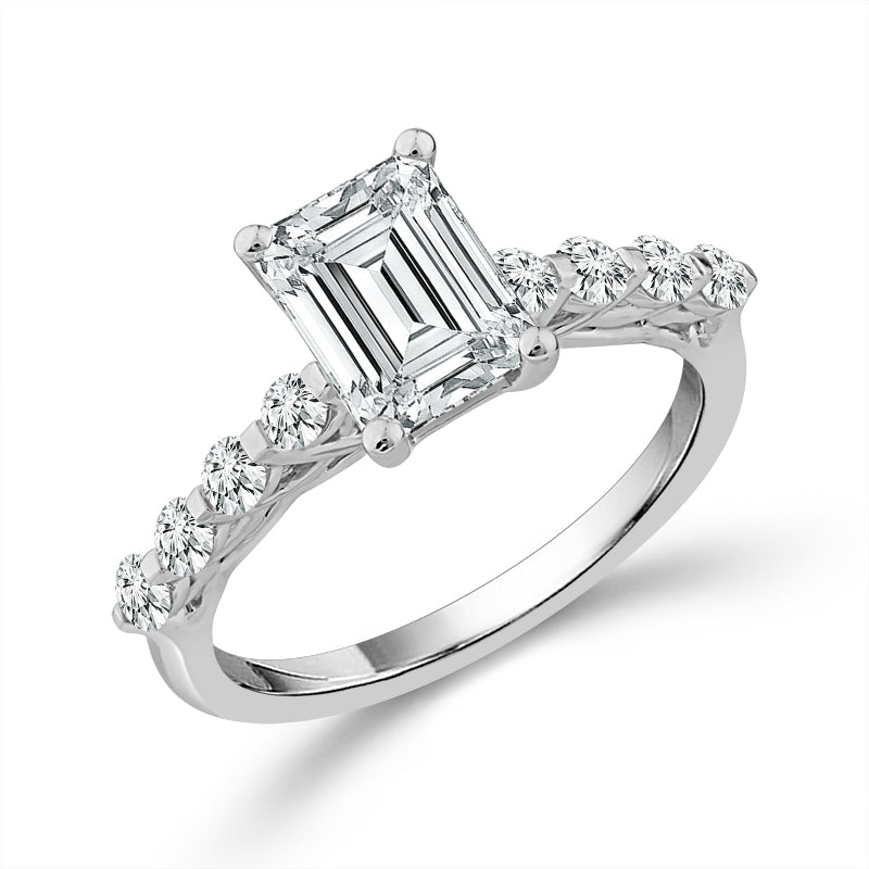 Diamond Bridal Set 1 1/2 ct tw Center EM 14k White Gold