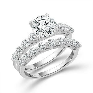 Diamond Bridal Set 1 1/2 ct tw Center RD 14k White Gold
