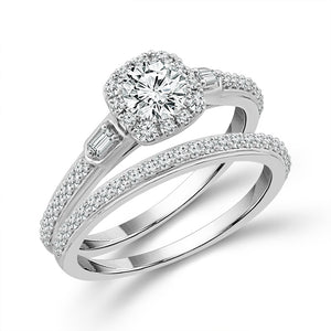 Diamond Bridal Set 1 ct tw 14k White Gold
