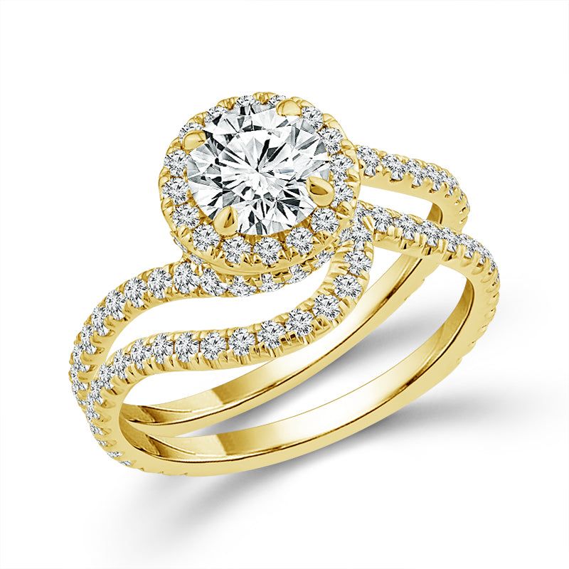 Diamond Bridal Set 1 ct tw Center RD 14k Yellow Gold