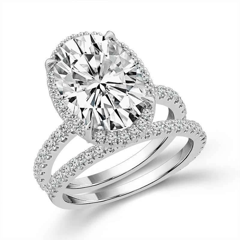Diamond Bridal Set 1 ct tw Center Oval 14k White Gold