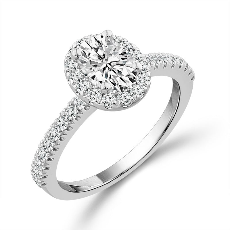 Diamond Bridal Set 3/4 ct tw Center OV 14k White Gold