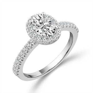 Diamond Bridal Set 3/4 ct tw Center OV 14k White Gold