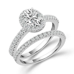 Diamond Bridal Set 3/4 ct tw Center OV 14k White Gold