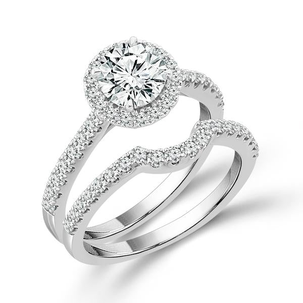 Diamond Bridal Set 1 ct tw Center RD 14k White Gold
