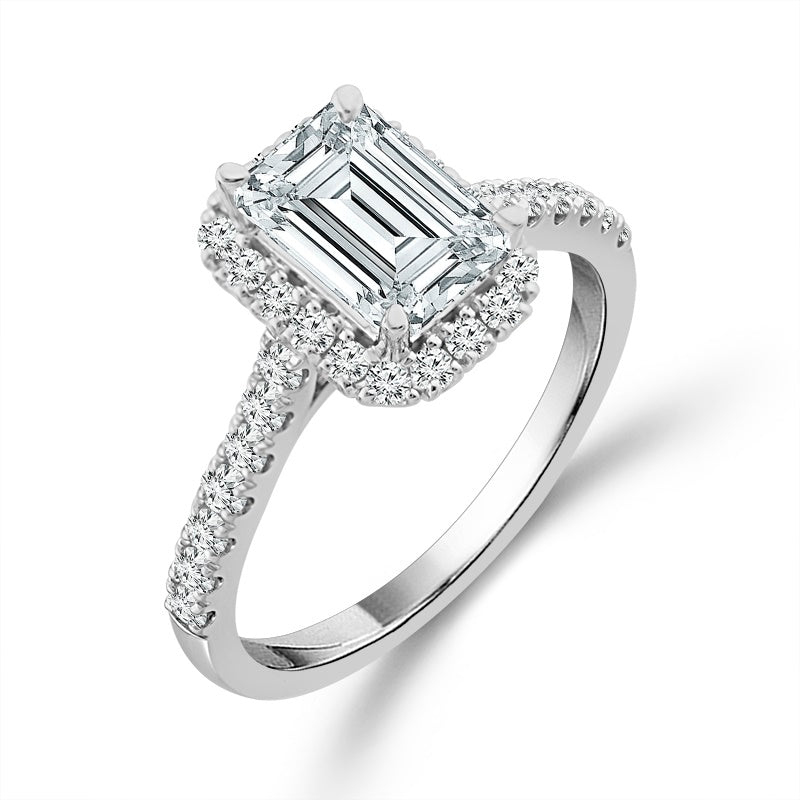Diamond Bridal Ring 1 ct tw Center EM 14k White Gold