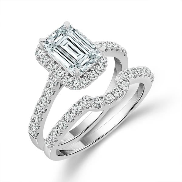 Diamond Bridal Set 1 ct tw Center EM 14k White Gold