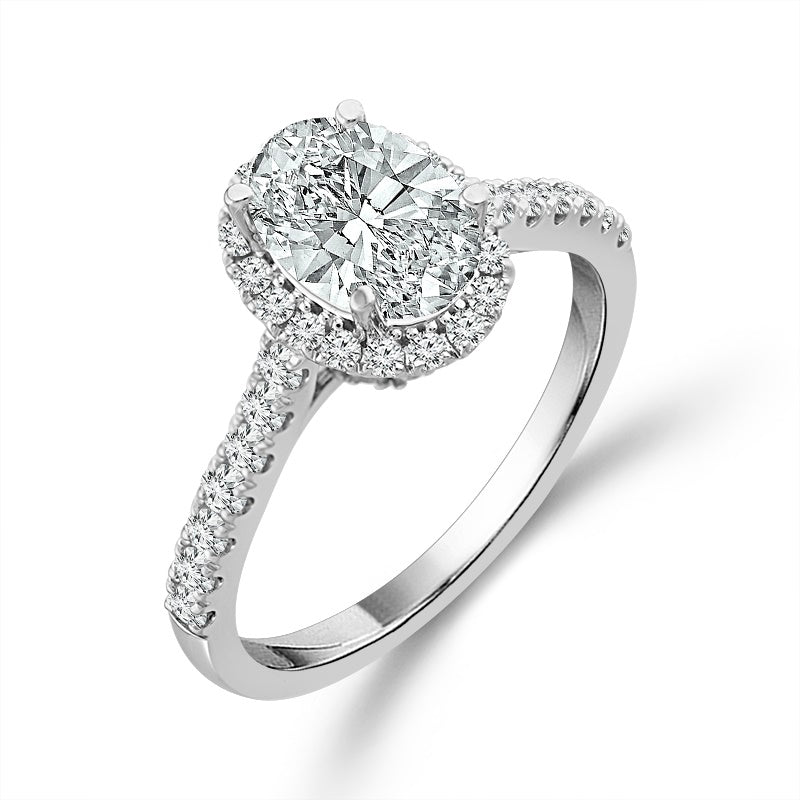 Diamond Bridal Ring 1 ct tw Center OV 14k White Gold
