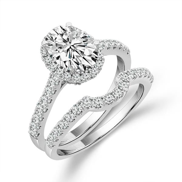 Diamond Bridal Set 1 ct tw Center OV 14k White Gold