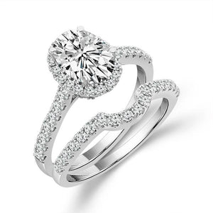 Diamond Bridal Set 1 ct tw Center OV 14k White Gold