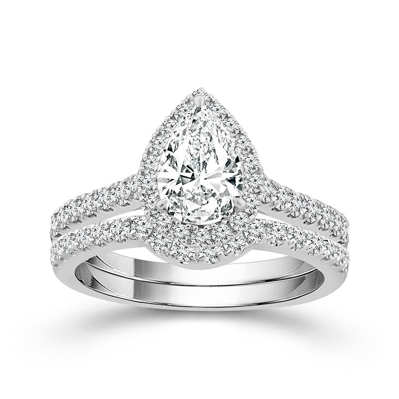 Diamond Bridal Set 1 ct tw Center PE 14k White Gold