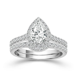 Diamond Bridal Set 1 ct tw Center PE 14k White Gold
