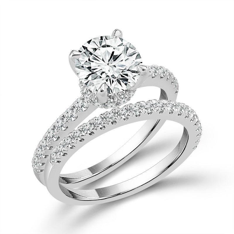 Diamond Bridal Set 1 1/2 ct tw Center RD 14k White Gold