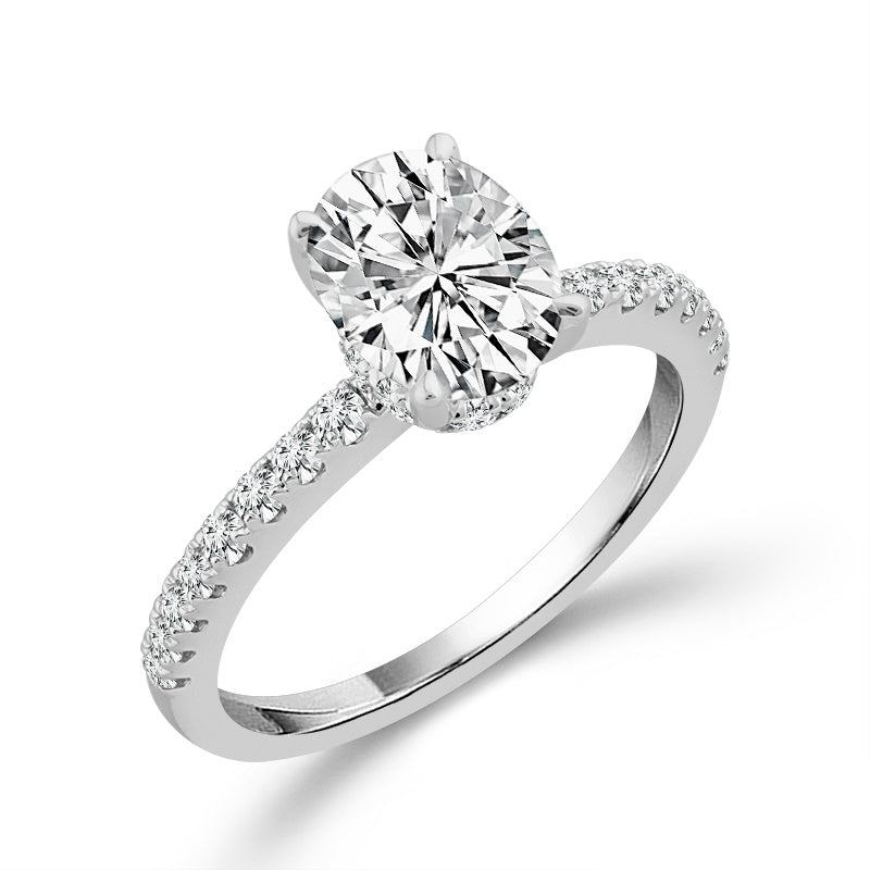 Diamond Bridal Ring 1 1/2 ct tw Center OV 14k White Gold