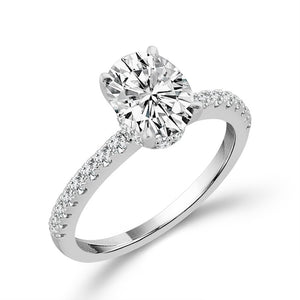 Diamond Bridal Set 1 1/2 ct tw Center OV 14k White Gold