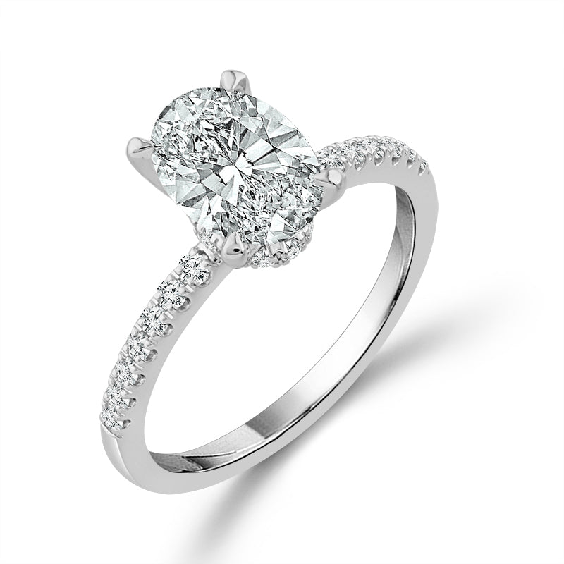 Diamond Bridal Ring 1 ct tw Center OV 14k White Gold