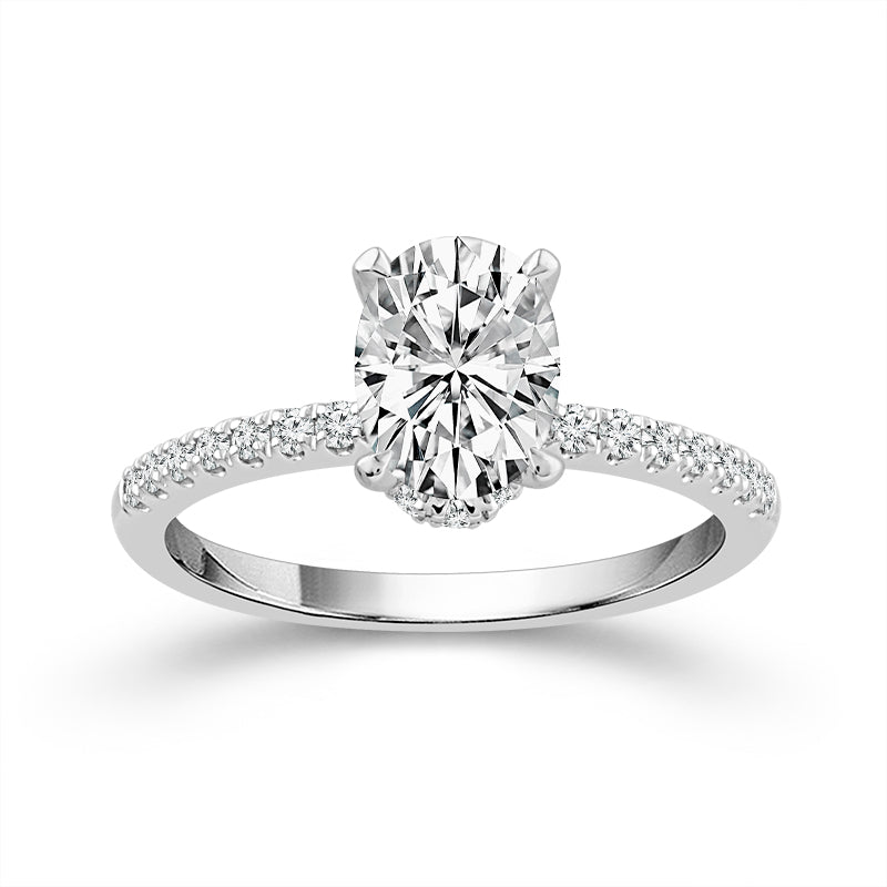 Diamond Bridal Ring 1 ct tw Center OV 14k White Gold