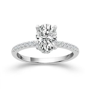 Diamond Bridal Ring 1 ct tw Center OV 14k White Gold