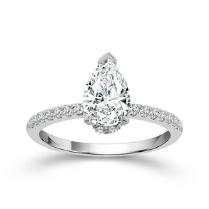 Diamond Bridal Ring 1 ct tw Center PE 14k White Gold