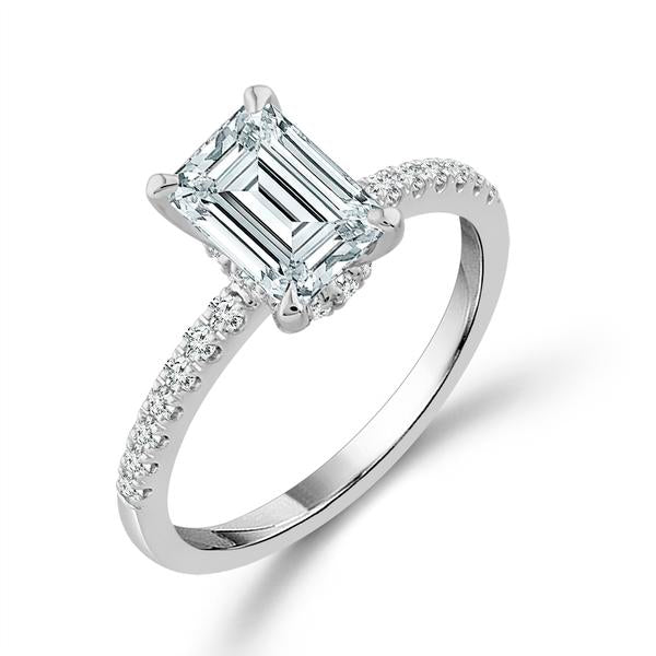 Diamond Bridal Ring 1 ct tw Center EM 14k White Gold