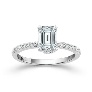 Diamond Bridal Ring 1 ct tw Center EM 14k White Gold