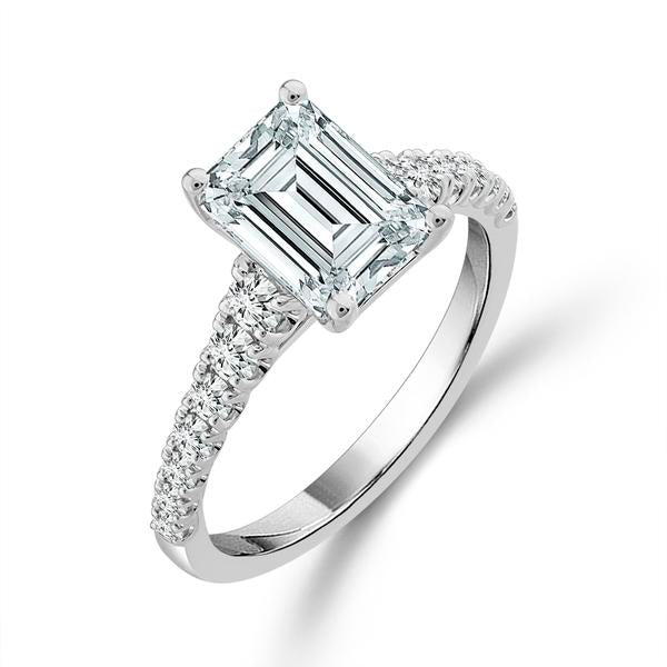 Diamond Bridal Ring 1 1/2 ct tw Center EM 14k White Gold