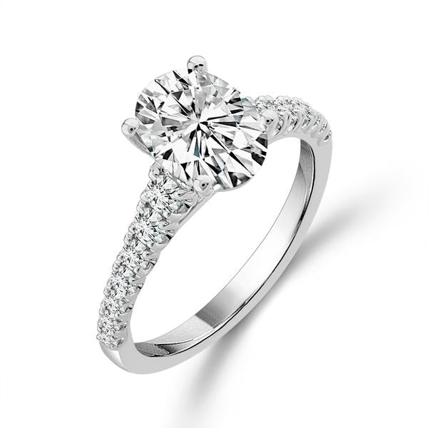 Diamond Bridal Ring 1 1/2 ct tw Center OV 14k White Gold