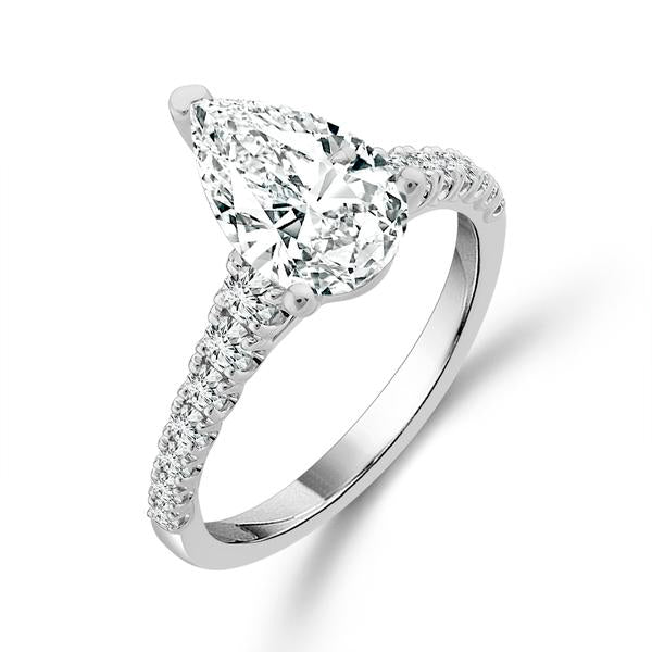 Diamond Bridal Ring 1 1/2 ct tw Center PE 14k White Gold
