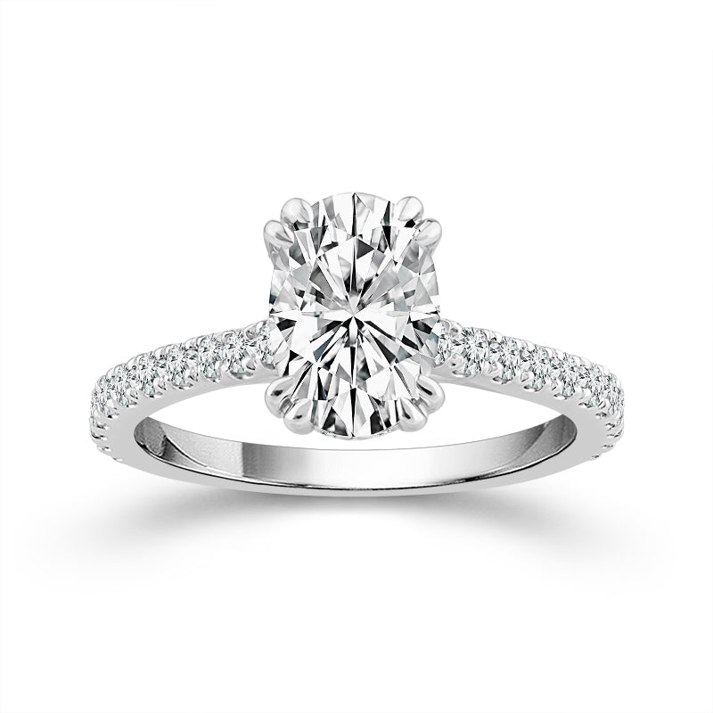 Diamond Bridal Ring 1 1/2 ct tw Center OV 14k White Gold