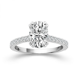 Diamond Bridal Ring 1 1/2 ct tw Center OV 14k White Gold