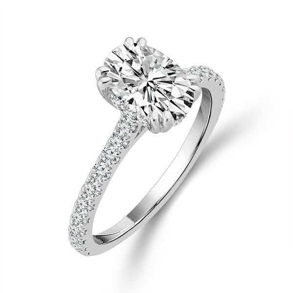 Diamond Bridal Ring 1 1/2 ct tw Center OV 14k White Gold