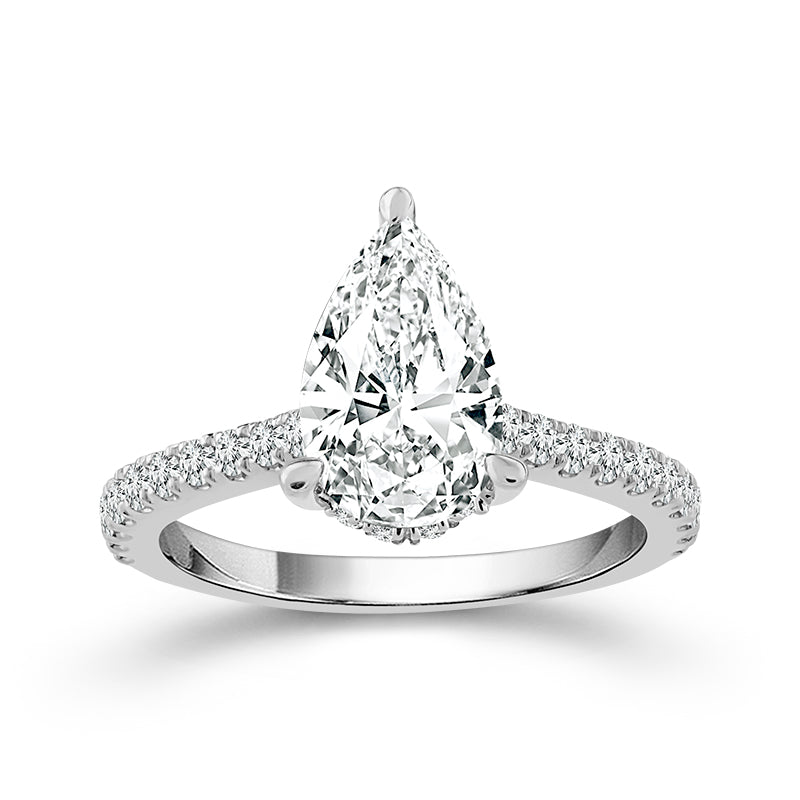 Diamond Bridal Ring 1 1/2 ct tw Center PE 14k White Gold