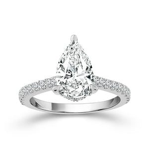 Diamond Bridal Ring 1 1/2 ct tw Center PE 14k White Gold