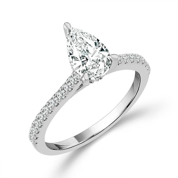 Diamond Bridal Ring 1 1/2 ct tw Center PE 14k White Gold