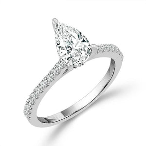 Diamond Bridal Ring 1 1/2 ct tw Center PE 14k White Gold