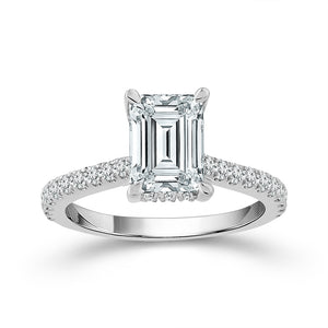 Diamond Bridal Ring 1 1/2 ct tw Center EM 14k White Gold