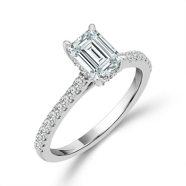 Diamond Bridal Ring 1 1/2 ct tw Center EM 14k White Gold