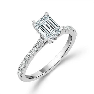 Diamond Bridal Ring 1 1/2 ct tw Center EM 14k White Gold