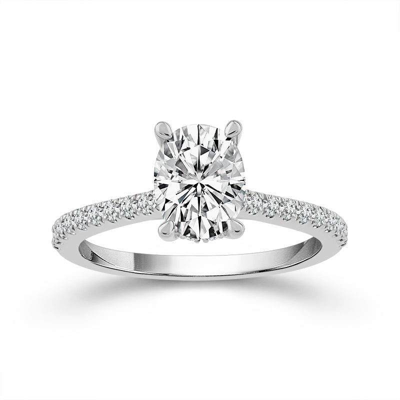 Diamond Bridal Ring 1 ct tw Center OV 14k White Gold