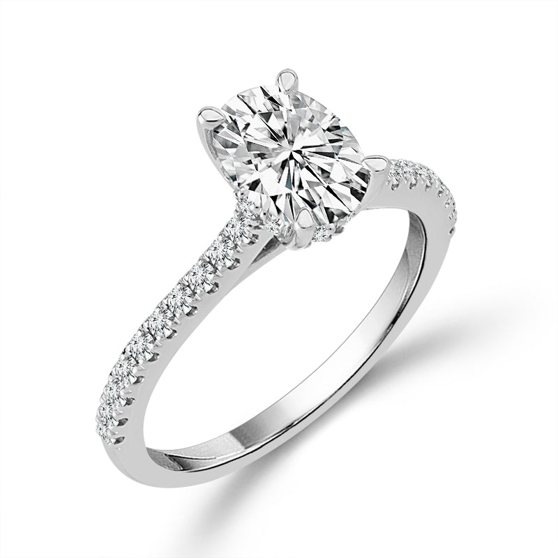Diamond Bridal Ring 1 ct tw Center OV 14k White Gold